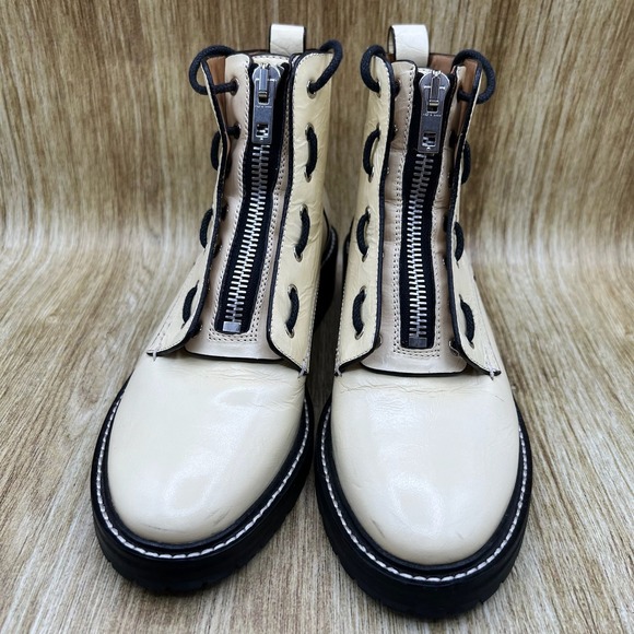 Rag & Bone Cannon Crinkled Ankle Boots Women's Size 7 Leather Zip Front Boots - Picture 2 of 10
